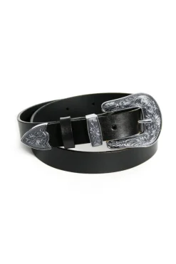 Kobieta AGGI Akcesoria Paski>Pasek Skorzany Ornament Czarno-Srebrny
