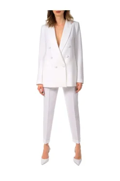 Kobieta AGGI Garnitury>Spodnie Zita Mankiet Bialy Mleczny